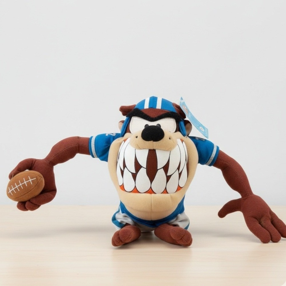 Vintage Taz Plush 11" Looney Tunes Football Stuffed Animal Nanco 90s W/Tag Toy
